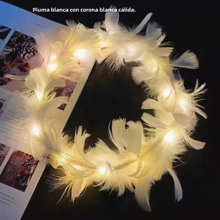 Diadema De Plumas LED Para Mujeres Corona De Ángel Luminosa Para Fiestas Boda Festival Cumpleaños Headband De Luz - 1