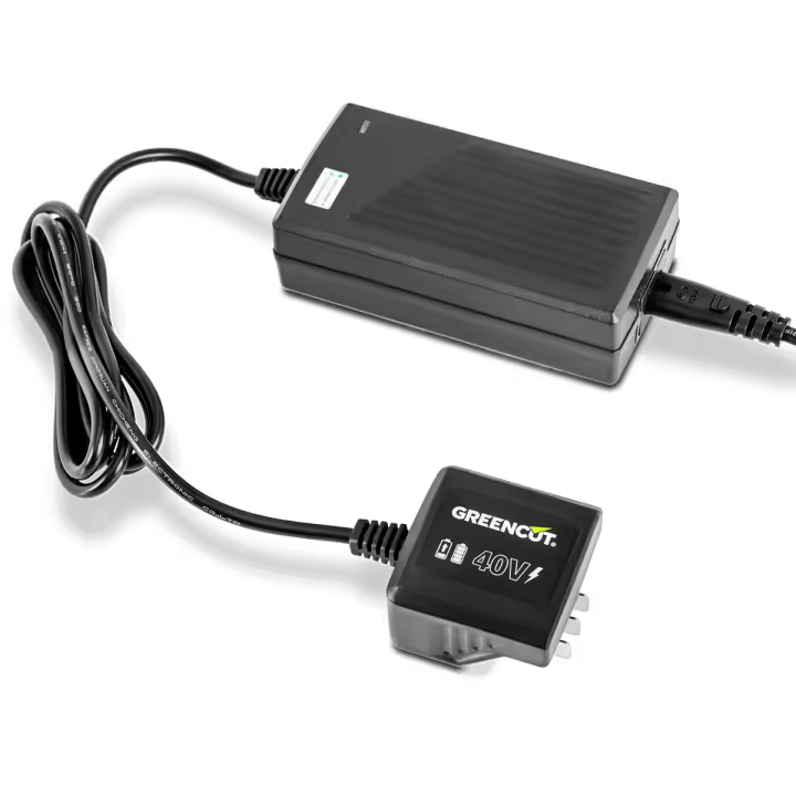 GREENCUT CBT400L - Cargador para baterias de litio de 40V de 2,0Ah y 4,0Ah, para herramientas de jardin eléctricas sin cable - 1