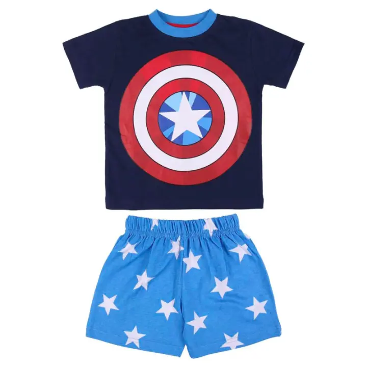 Saló Nova Imatge Pijama Infantil Capitán América Marvel Azul Marino Estrellas Blancas - 1