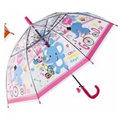 J.S ONDO Paraguas Transparente Bastón Plegable, 50cm Cerrado de NIÑO O NIÑA, Automático, 8 Varillas Resistente Al Viento,DIBUJO ANIMADO - 1