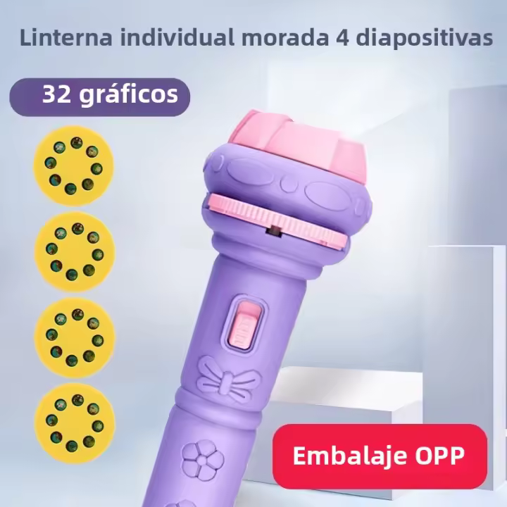 Proyector De Flashlight Con 32 Patrones Dinosaurios Animales Oceánicos Frutas Juguete Puzzle Digital Multitud Proyección Luz Novedosa Fuente De Energía Botón De Batería - 1