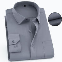 Camisa Clásica Para Hombre De Manga Larga En Blanco Negro Azul Rojo Estilo Vintage Casual Negocios Primavera Otoño - details 12