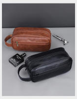 Bolsa De Viaje Para Hombres En Cuero Grande Con Múltiples Bolsillos Y Diseño Portátil Bolsa De Cosméticos De Negocios Con Cierre De Cremallera - details 10