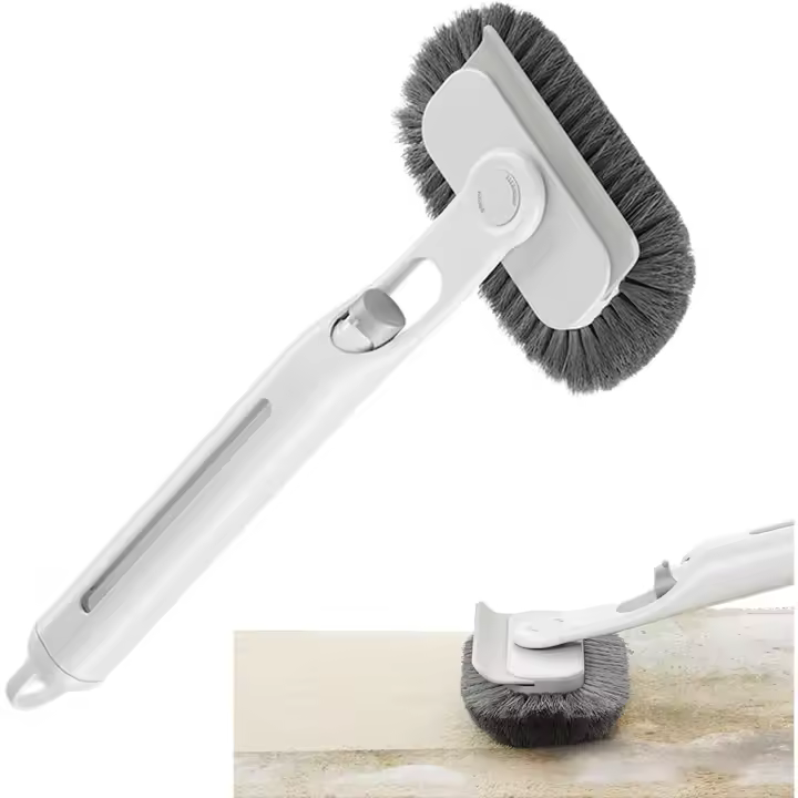 Cepillo para ducha, limpiador de azulejos con dispensador de jabón, cepillo multifuncional de ABS, para rieles de ventanas, esquinas de baño, bisagras de ducha, herramienta de limpieza, - 1