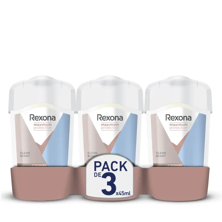 Rexona Desodorante en Barra Clean Scent Antitranspirante Maximum Protection 45ml - Pack de 3 - 1
