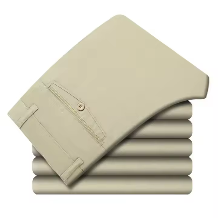 Pantalones De Trabajo Casuales Para Hombre 100% Algodón Verano Delgados Y Ligeros Estilo Clásico Negocios Moda Elásticos Talla Alta Colores Variados - 1