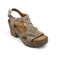Calzados soraia, Sandalia de antelina y plataforma de yute, sandalias de tacones, para mujer. - details 1