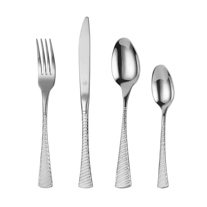 Mr.Spoon Juego 24 Piezas Cubiertos, Acero Inoxidable 18/0, Plateado, Alta acabado, Diseño moderno, Incluye cuchillo,tenedor,cuchara,cucharilla, Cubertería, Apto para lavavajillas. Ideas de regalo， Incluye bolsa de regalo.90002 - 1