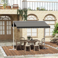 Outsunny Toldo de Pie Independiente 300x295x260 cm con Manivela Doble Cara Ángulo Ajustable Portátil Protección Solar para Jardín Terraza Patio Gris - details 1