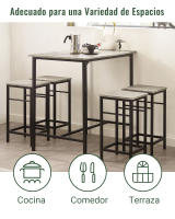 SoBuy Juego de Mesa y Taburetes para Comedor Set de Mesa Alta de Bar y 4 Taburetes Intustrial OGT11 ES - details 1