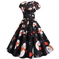 Vestido Midi Vintage Elegante Para Fiesta De Navidad Mujer Con Cintura Alta Manga Corta Vestido De Promoción Jurk Robe - details 40