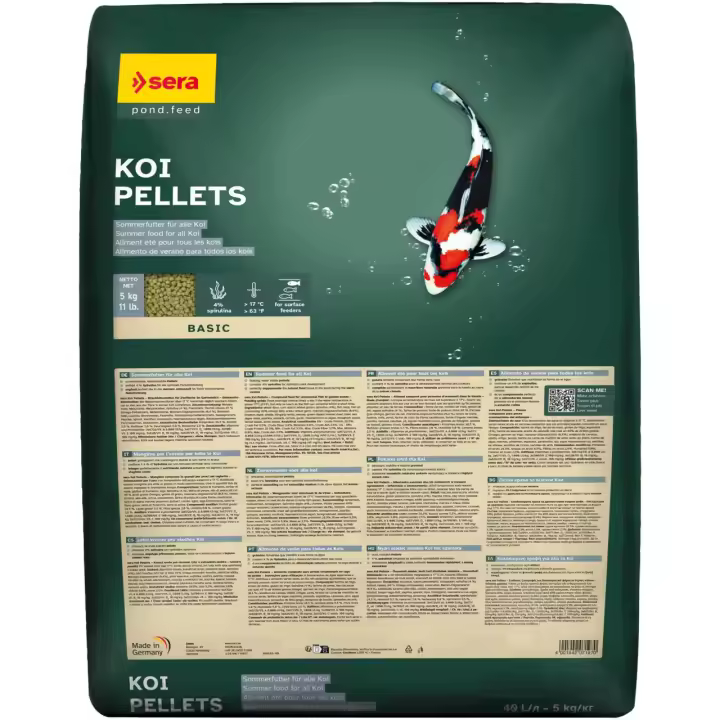 Sera Koi Pellets - Alimento de verano con un 4% de espirulina para kois - 40 L (5 Kg) - 1