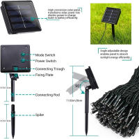Luces Solares Para Navidad Cadena De Luces Exteriores Impermeables Con Cable Verde De 8 Modos Decoración De Árbol Y Jardín - details 18