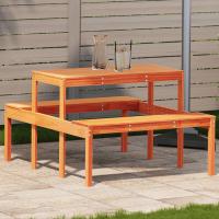 vidaXL Mesa de picnic madera maciza de pino 110x134x75 cm en color Pino natural/Douglas natural/Marrón cera y más | estructura resistente ideal para salón dormitorio o estudio - details 2