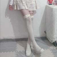 Medias Largas De Encaje Para Mujer Y Niñas Blancas Y Negras Con Volantes Y Lazo Stockings Dulces De Nylon Medias Con Bowknot - details 7