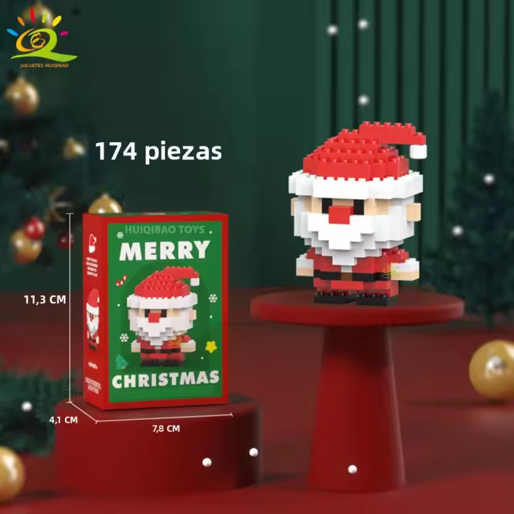 Bloques De Construcción Micro Navidad HUIQIBAO Con Modelo De Tren De Santa Claus Yegua Elfos Y Payaso Juguetes Para Niños Regalos De Xmas - 1
