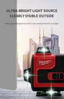 Nivel De Láser Verde Milwaukee 16 Líneas 4D Auto Nivelado 360 Grados Horizontal Y Vertical Super Potente Para Construcción Sin Cable - details 2