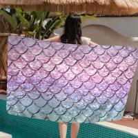 Toalla De Playa Para Niños Con Escamas De Sirena Colorida Toalla De Baño Grande Absorbente De Microfibra Para Natación Viajes Estilo Verano - details 14
