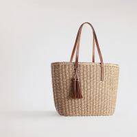 Women's Straw Bag | Medium Travel Straw Tote Handmade Summer Shoulder Bag - details 1