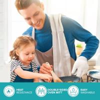 Oven Gloves Heat Resistant Hot Surface Handler Oven Mitts with Fingers, Non-Slip Double Layered Protection Kitchen Potholders- 1 Pair - details 1