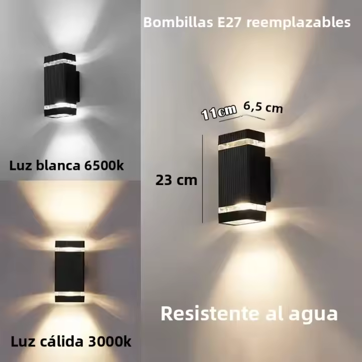 Lámpara De Pared Exterior LED IP65 Impermeable E27 Para Porche Puerta Frontal Jardín Estilo Moderno Soporte Para Bombilla Reemplazable - 1