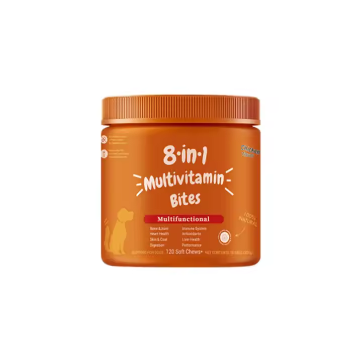Suplemento nutricional multivitamínico 8 en 1 con condroitina para perros, en gránulos blandos multifuncionales（Forma de corazón, 2.5g por gránulo, 120 gránulos por botella） - 1