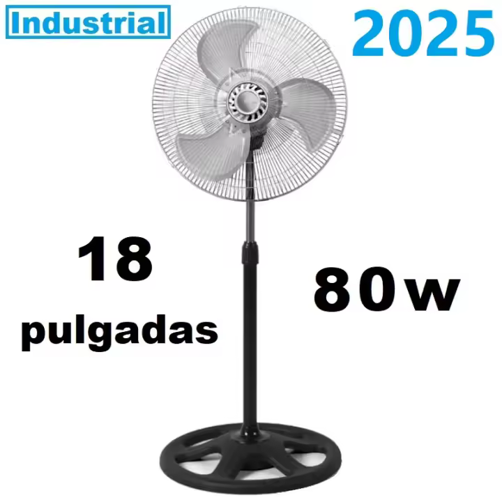 Ventilador Industrial de aire pie 18 Pulgadas metalico 80w 3 velocidades color Plateado,cm,fespu - 1