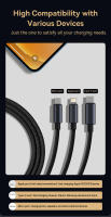 Cable De Carga Rápida 3 En 1 Baseus USB Tipo C 3.5A Para iPhone 15 14 Xiaomi Huawei Línea De Datos Mecánica Enredada - details 2