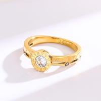 Anillo Romano De Acero Inoxidable Con Diseño De Cruz Y Zirconia Color Retención Moda Popular En Europa Y América Para Hombres Y Mujeres - details 2