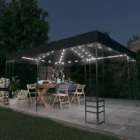 vidaXL Cenador con Tira de Luces 4x3x2,7 m Pérgola Parasol Carpa Jardín Color Blanco,  Antracita, y mas - details 1