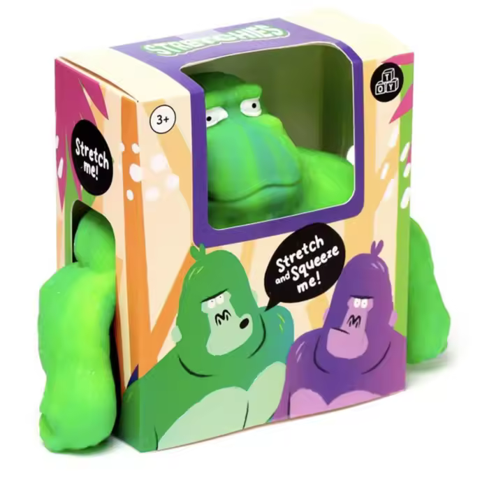 Muñeco Gorila Aplastable Deformable 18 cm – Juguete Estirable para Niños y Jóvenes, Ideal para TikTok, Colores Verde y Morado - 1