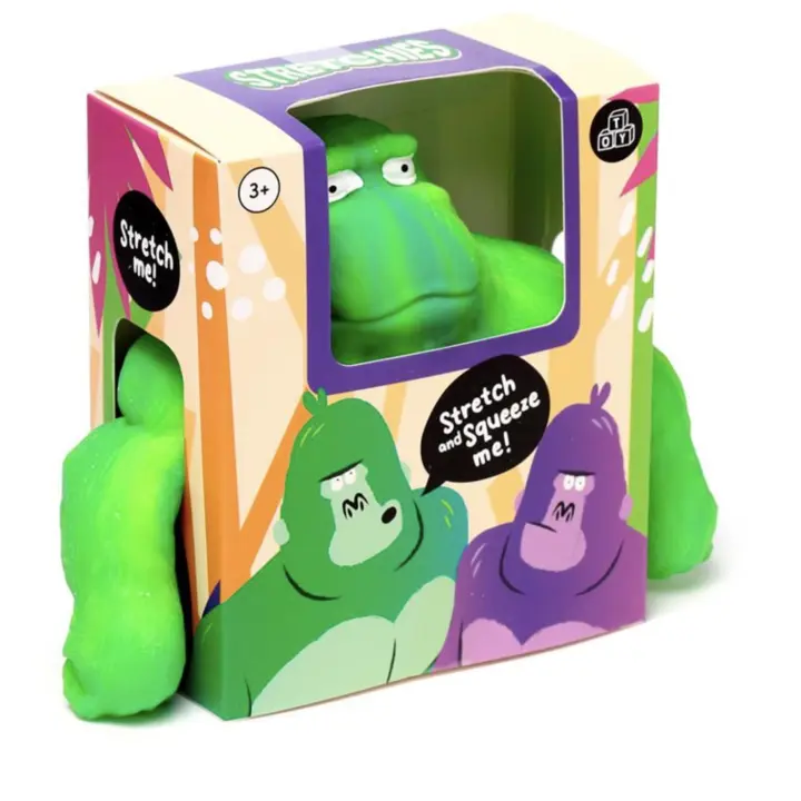 Muñeco Gorila Aplastable Deformable 18 cm – Juguete Estirable para Niños y Jóvenes, Ideal para TikTok, Colores Verde y Morado, regalo divertido para jugar - 1