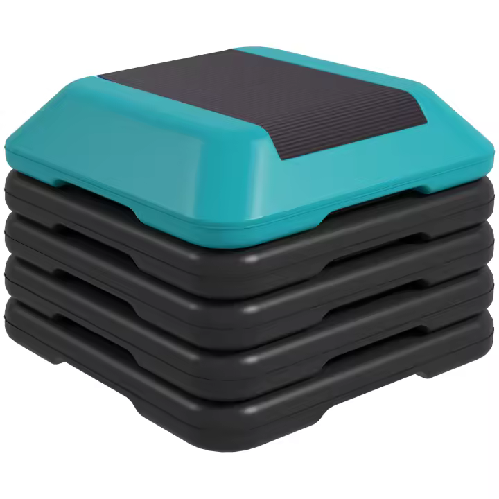 SPORTNOW Step de Aeróbic Step para Fitness Stepper Antideslizante con Altura Ajustable de 10/15/20/25/30 cm Carga 150 kg para Entrenamiento en Casa Gimnasio Azul - 1