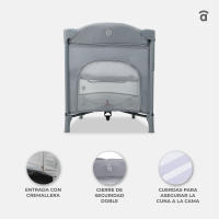 Asalvo Cuna de Viaje de Colecho Together – 2 en 1 con Lateral Abatible, Doble Altura, Gatera, Base Acolchada, Ruedas con Freno y Bolsa de Transporte - details 2