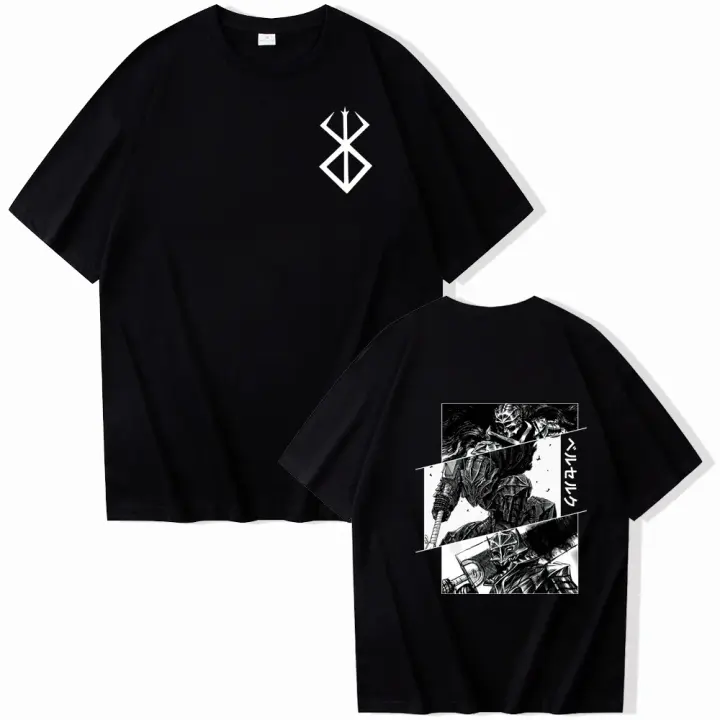 Camiseta De Algodón Anime Berserk Para Hombres Y Mujeres Estampada Casual Transpirable Ligera Secado Rápido Protección Solar Oversized De Verano - 1