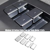 7Pcs Pegatinas De Botón De Elevación De Ventana Para Coche ABS Cromado Para Tesla Model 3 Model Y Accesorios 2016-2024 - details 1