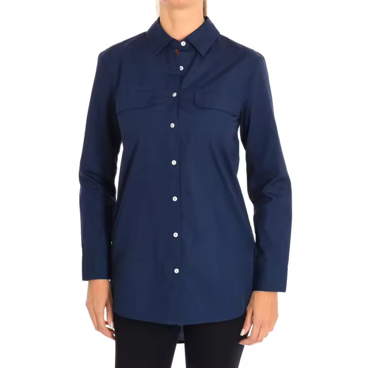 Benetton-Camisa manga larga cuello solapa 5WR85Q8L4 para Mujer - 1