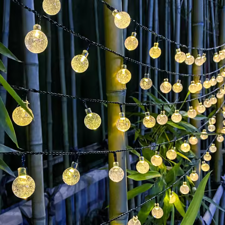 Lámparas De Bolitas Solares Para Exterior Cadena De Luces Impermeables Agua Cristal Navidad Fiesta De Jardín Decoración De Vacaciones - 1