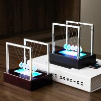 Cradle Light Balance Newton's Pendulum Juguete Científico De Mesa Con LED Metal Baloncesto Perpetuo Decoración Ejecutiva - details 2