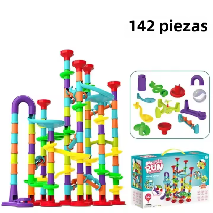 Juego De Bloques De Construcción DIY Para Niños Carril De Marmol Con Bola Laberinto 3D Regalo De Navidad Conjunto De 45/93/113/142 Piezas - 1