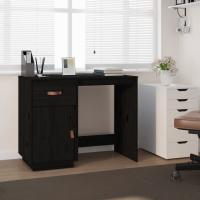 vidaXL Escritorio de madera maciza de pino 95x50x75 cm en color Negro/Natural/Marrón miel | estructura resistente ideal para salón dormitorio o estudio - details 0
