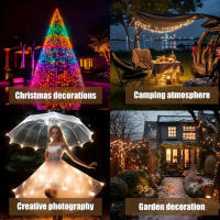 Luz De Cadena Solar De 300LED Para Exteriores Impermeable Fitas De Luz Solar De Cobre Para Árbol Jardín Fiesta Boda - details 8