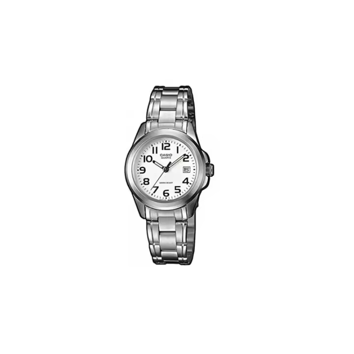 Reloj Casio señora LTP-1259PD-7B correilla plateada efera blanca con calendario LTP1259PD7B - 1