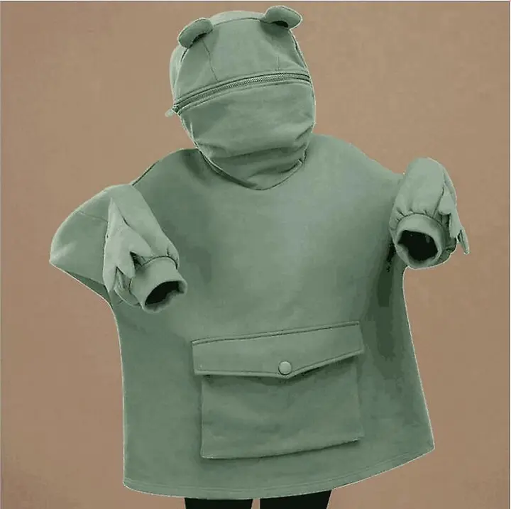 Sudadera de rana súper linda con forro polar grueso para pareja - 1