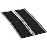 HOMCOM Rampa para Silla de Ruedas Plegable 122x73,5 cm Rampa Portátil de Aluminio Rampa de Umbral Antideslizante para Escaleras Puertas Discapacitados Carga 270 kg Negro - details 0