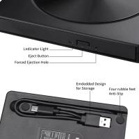 DVD RW Externo Con USB3.0 Y Tipo-c Lectura Y Escritura De CD Y DVD Para PC Portátil Y Escritorio 2 En 1 Quemador Lector Y Jugador - details 2