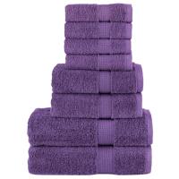 vidaXL Juego de toallas 8 piezas 100% algodón 600 gsm toalla Color Morado,  orange,  Negro y mas - details 0