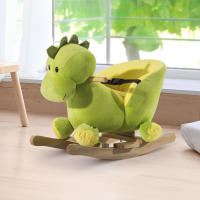 HOMCOM Balancín Infantil en Forma de Dinosaurio de Felpa para Bebés 18-36 Meses con Sonido Cinturón de Seguridad Manillar y Reposapiés 60x33x45 cm Verde - details 1