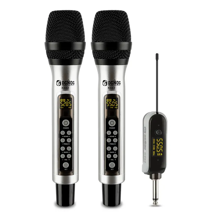 Sistema De Micrófono Inalámbrico De Doble Canal UHF Con ECHO Metal Cordless Para Karaoke Bodas Fiesta Iglesia 60m Rango De Comunicación - 1