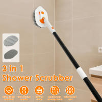 Cepillo De Limpieza Para Azulejos 3 En 1 Con Mango Largo Escobilla De Limpieza Para Baño Y Piso Esponja Triangular Rotatoria De 180° Retráctil De Plástico Acero Inoxidable Y Microfibra - details 9
